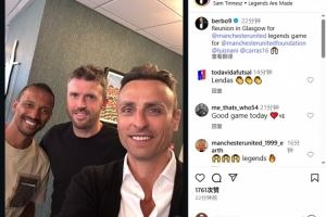 曼联球迷泪目！贝尔巴托夫社媒晒照，与卡里克&纳尼合影